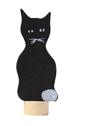 Grimm`s houten steker zwarte kat