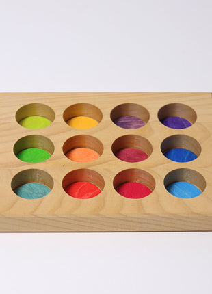 Grimm`s houten sorteerbord in regenboogkleurenGrimm`s houten sorteerbord in regenboogkleuren