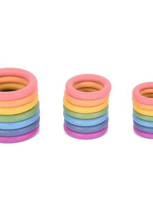 Tickit 21 houten ringen in regenboogkleuren