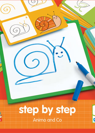 Djeco Step by Step tekenkaarten dieren