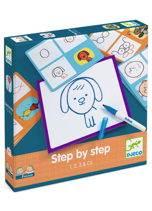 Djeco Step by Step tekenkaarten 1, 2, 3 & Co