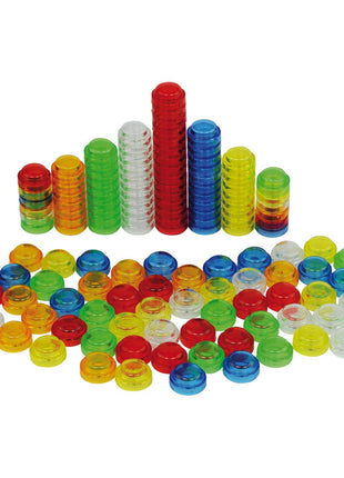 transparante en stapelbare telstenen of counters 500 stuks in 6 kleuren