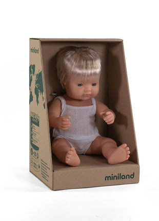 Miniland pop Europese jongen 38cm