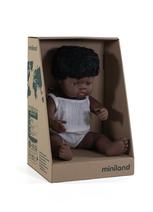 Miniland pop Afrikaanse jongen 38cm