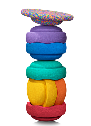 Stapelstein stapelstenen rainbow 6 stuks + confetti balance board