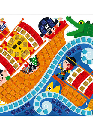 piraten op een boot kaart met mozaiek