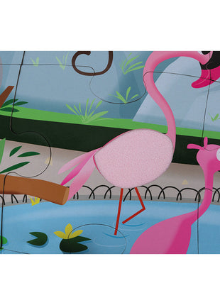 Janod voelpuzzel dag in de zoo 20 stukken vacht van een flamingo